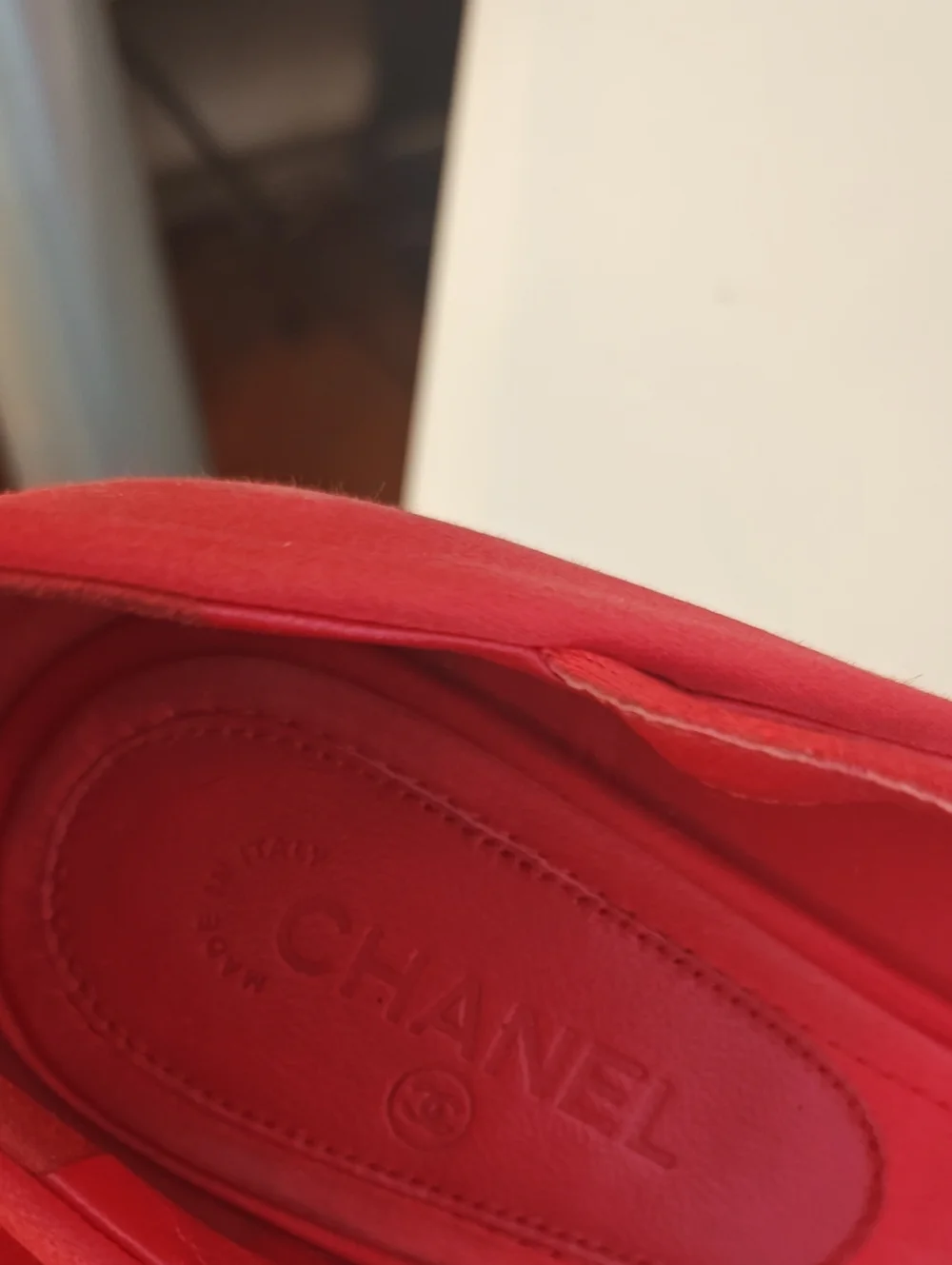 ​CHANEL Vintage Red Silk Quilted Cork Wedge Platform Sandals Size 6.5